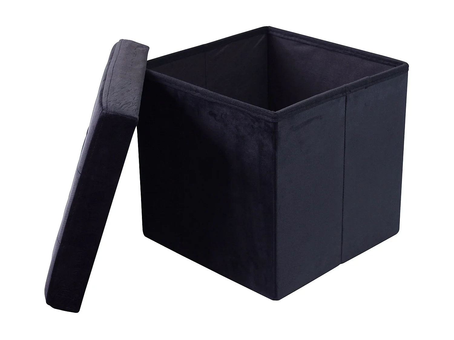 MilaniHome.it - pouf quadrato in velluto di design moderno, cm 38 x 38 x 38 hdi coloreNero