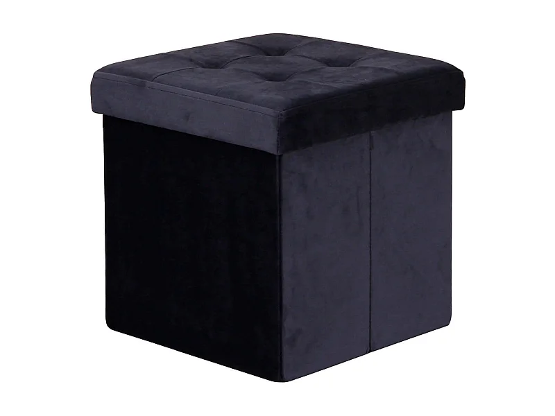 MilaniHome.it - pouf quadrato in velluto di design moderno, cm 38 x 38 x 38 hdi coloreNero