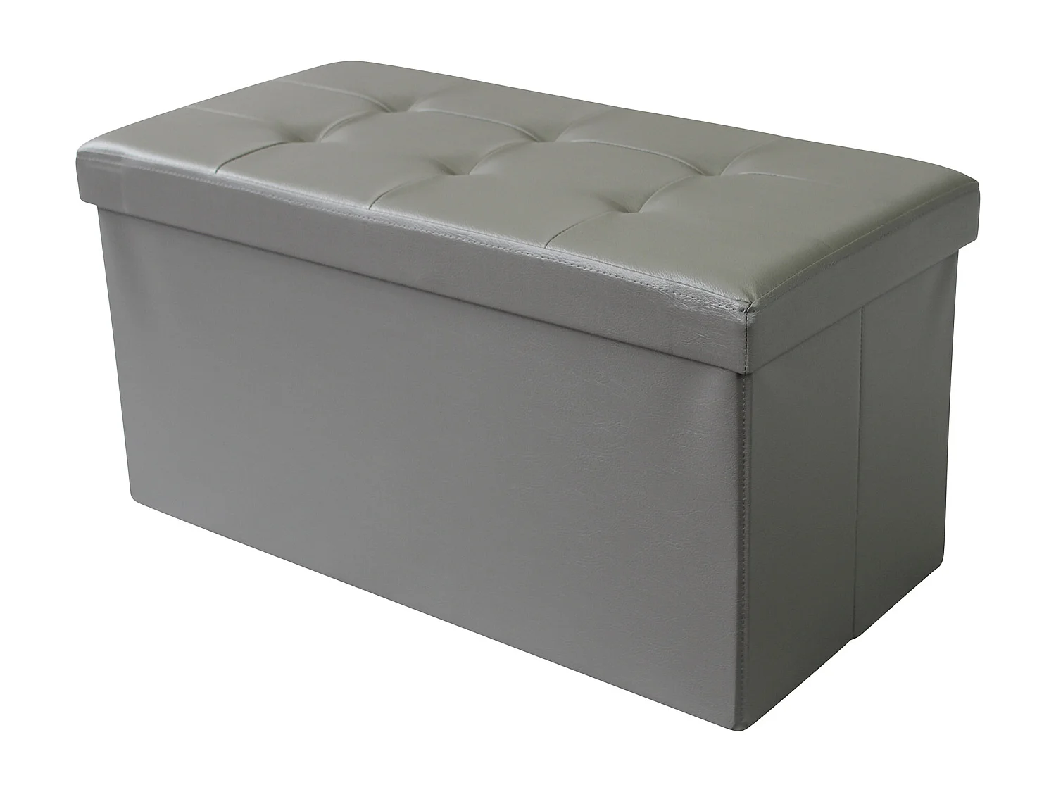 MilaniHome.it - pouf rettangolare in ecopelle di design moderno, cm 76 x 38 x 38 hdi coloreGrigio
