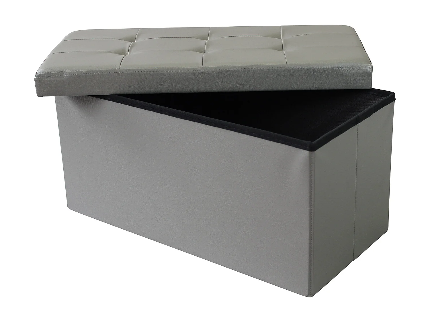 MilaniHome.it - pouf rettangolare in ecopelle di design moderno, cm 76 x 38 x 38 hdi coloreGrigio