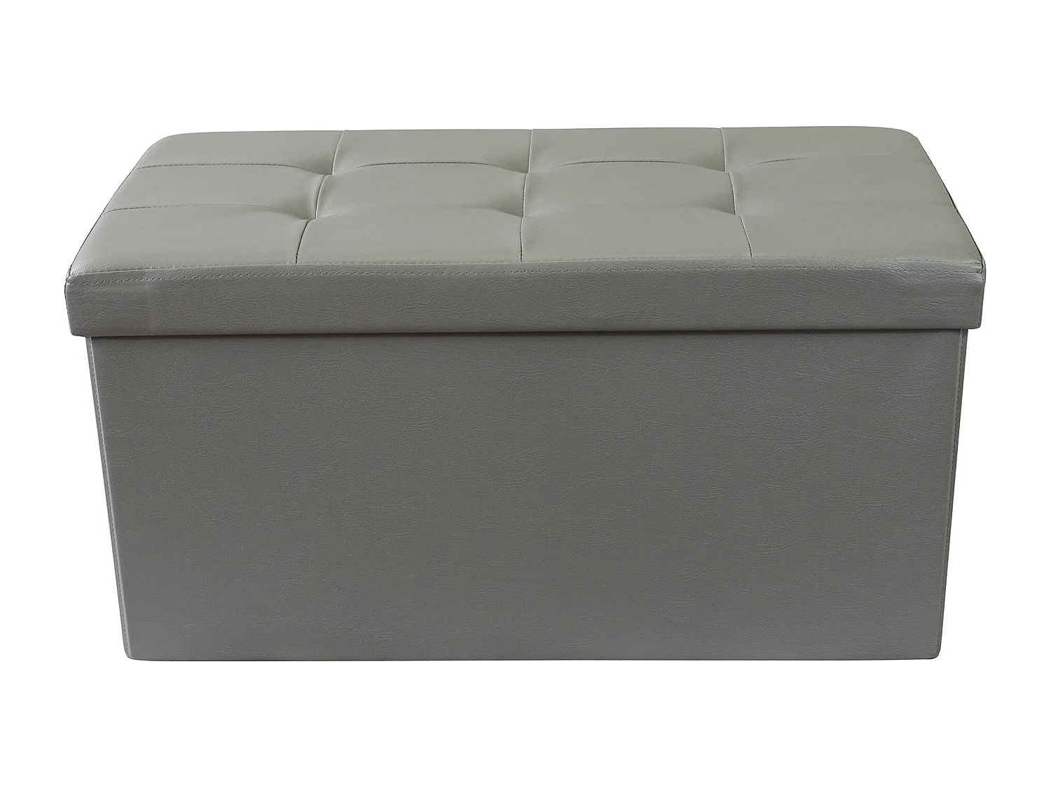 MilaniHome.it - pouf rettangolare in ecopelle di design moderno, cm 76 x 38 x 38 hdi coloreGrigio
