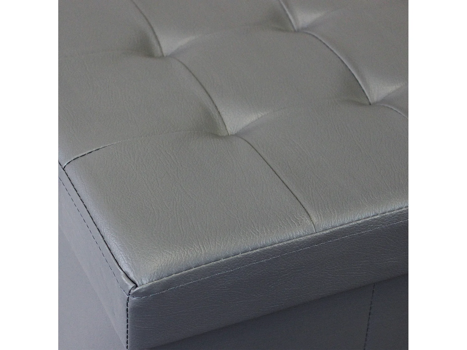MilaniHome.it - pouf rettangolare in ecopelle di design moderno, cm 76 x 38 x 38 hdi coloreGrigio