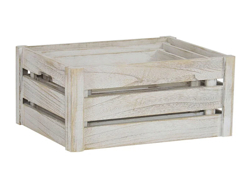 MilaniHome.it - Set Di 3 Cassette In Legno Di Design Industrial Stile Moderno Con Decoro , G.40x30x18/M.35x25x16/xS.30x20x14di coloreGrigio