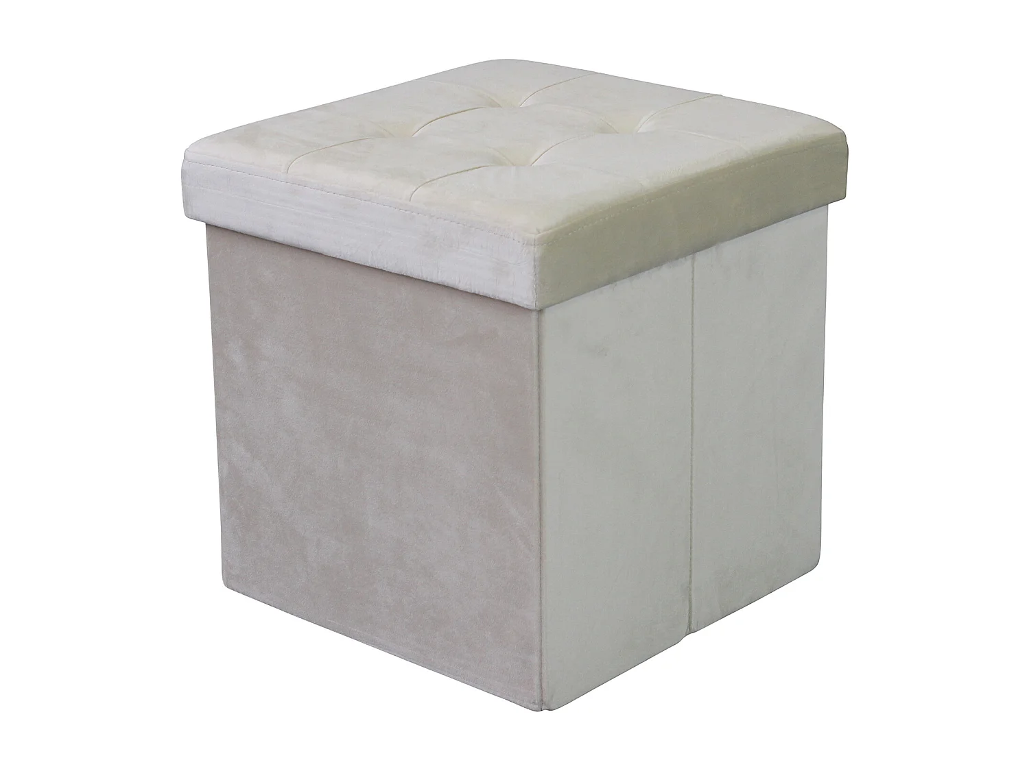 MilaniHome.it - pouf quadrato in velluto di design moderno, cm 38 x 38 x 38 hdi coloreBeige