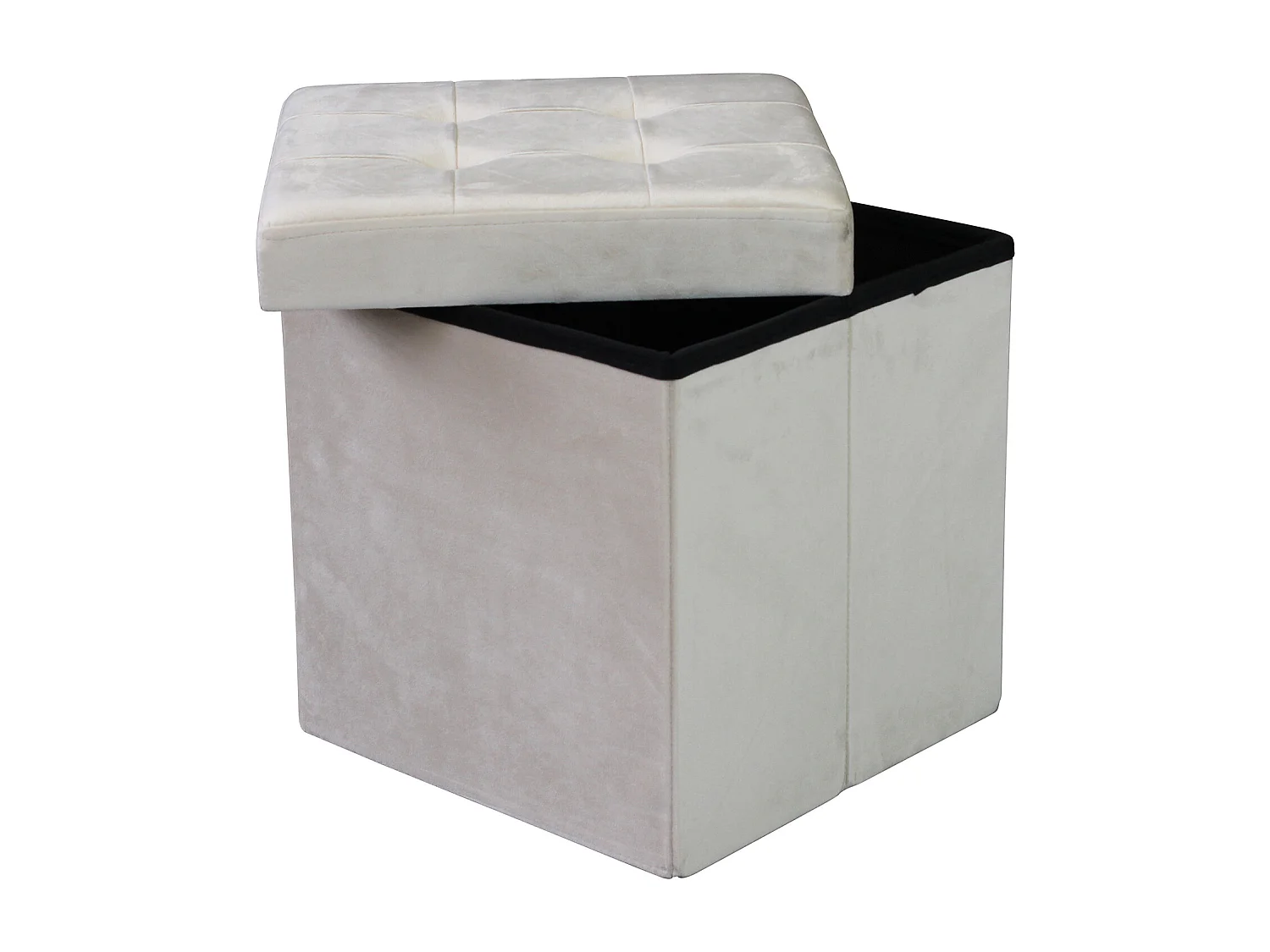 MilaniHome.it - pouf quadrato in velluto di design moderno, cm 38 x 38 x 38 hdi coloreBeige