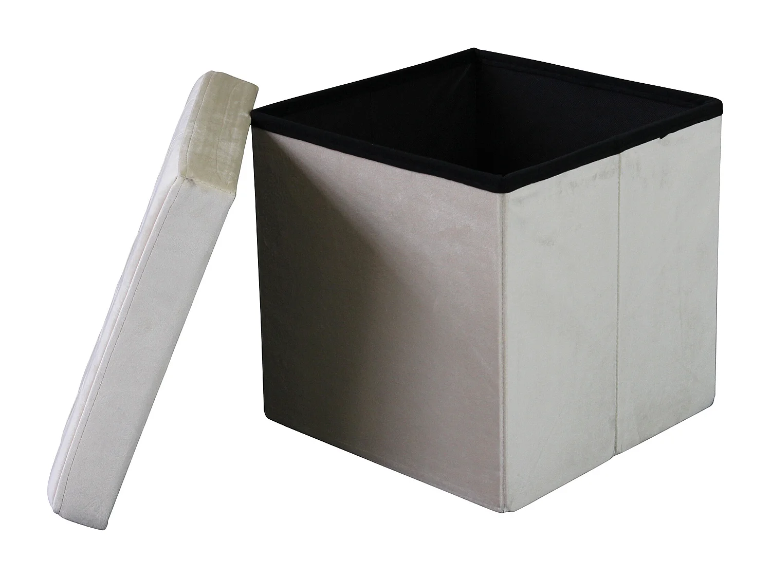 MilaniHome.it - pouf quadrato in velluto di design moderno, cm 38 x 38 x 38 hdi coloreBeige