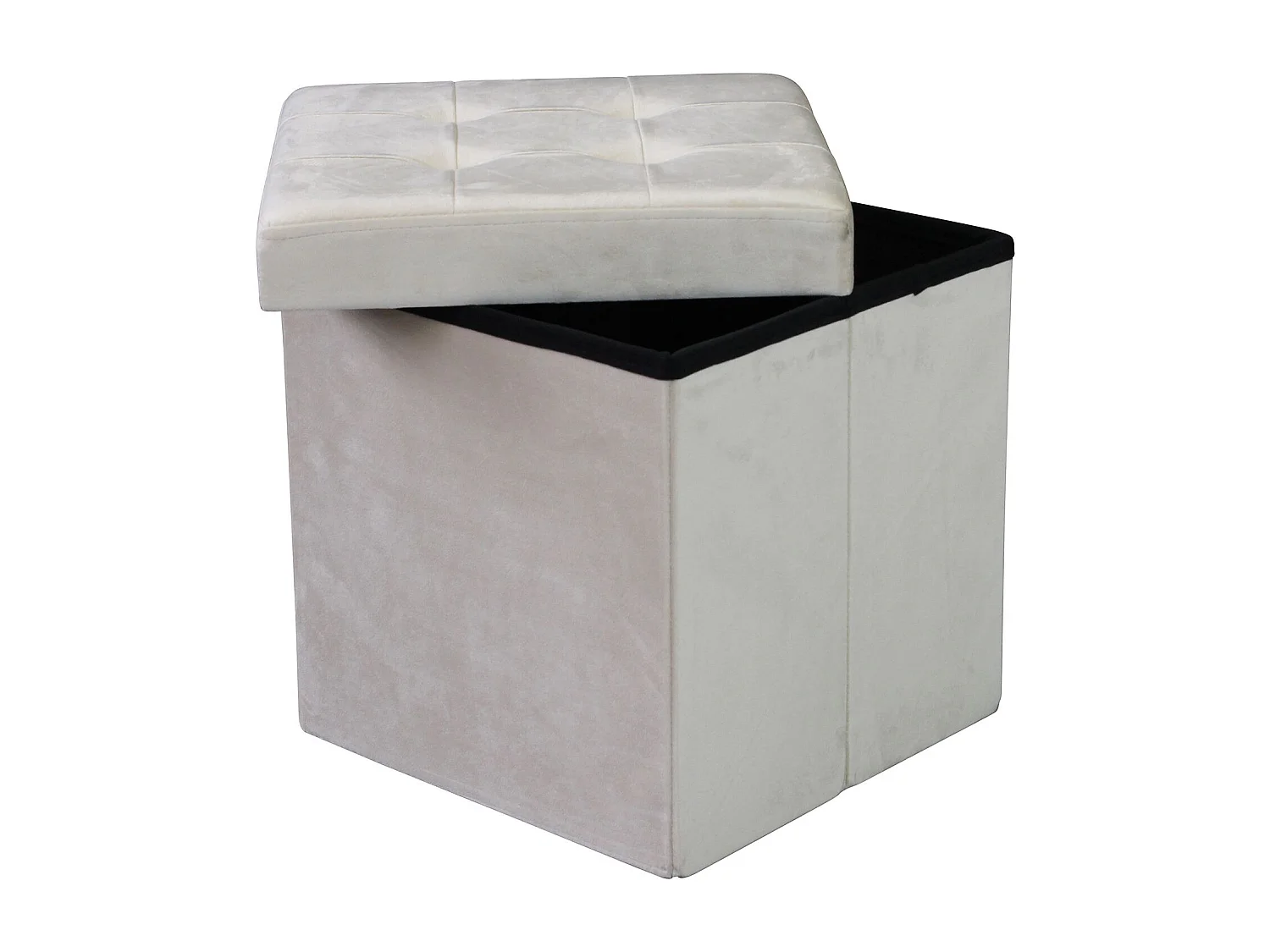 MilaniHome.it - pouf quadrato in velluto di design moderno, cm 38 x 38 x 38 hdi coloreBeige