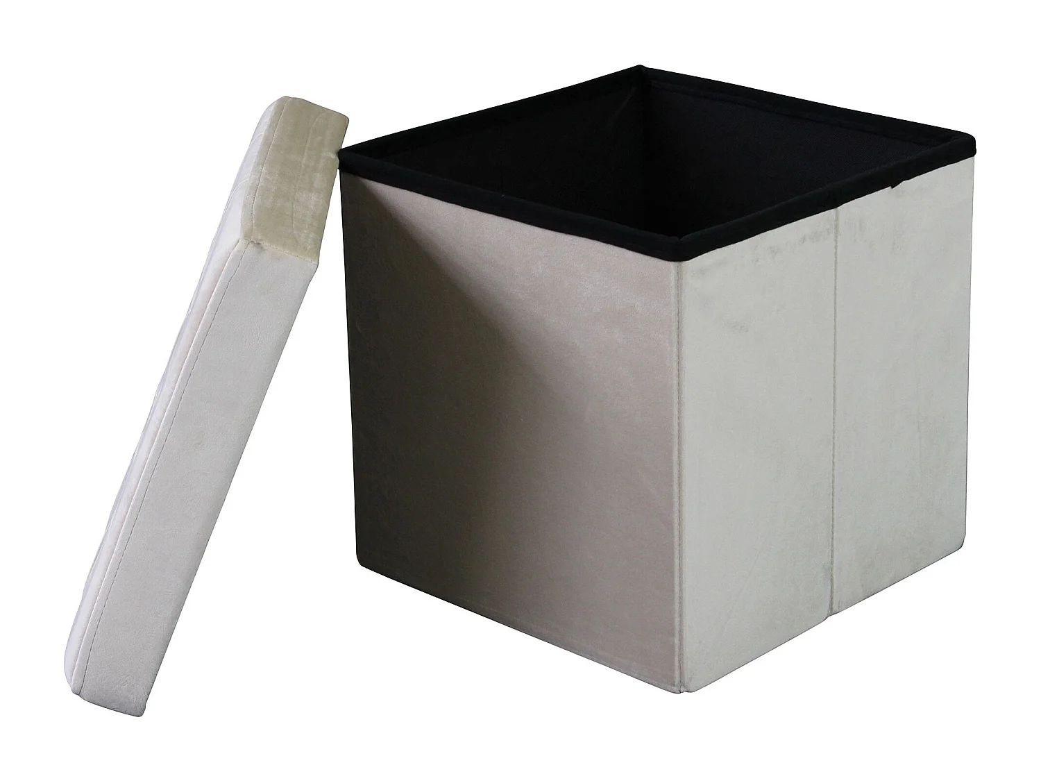 MilaniHome.it - pouf quadrato in velluto di design moderno, cm 38 x 38 x 38 hdi coloreBeige