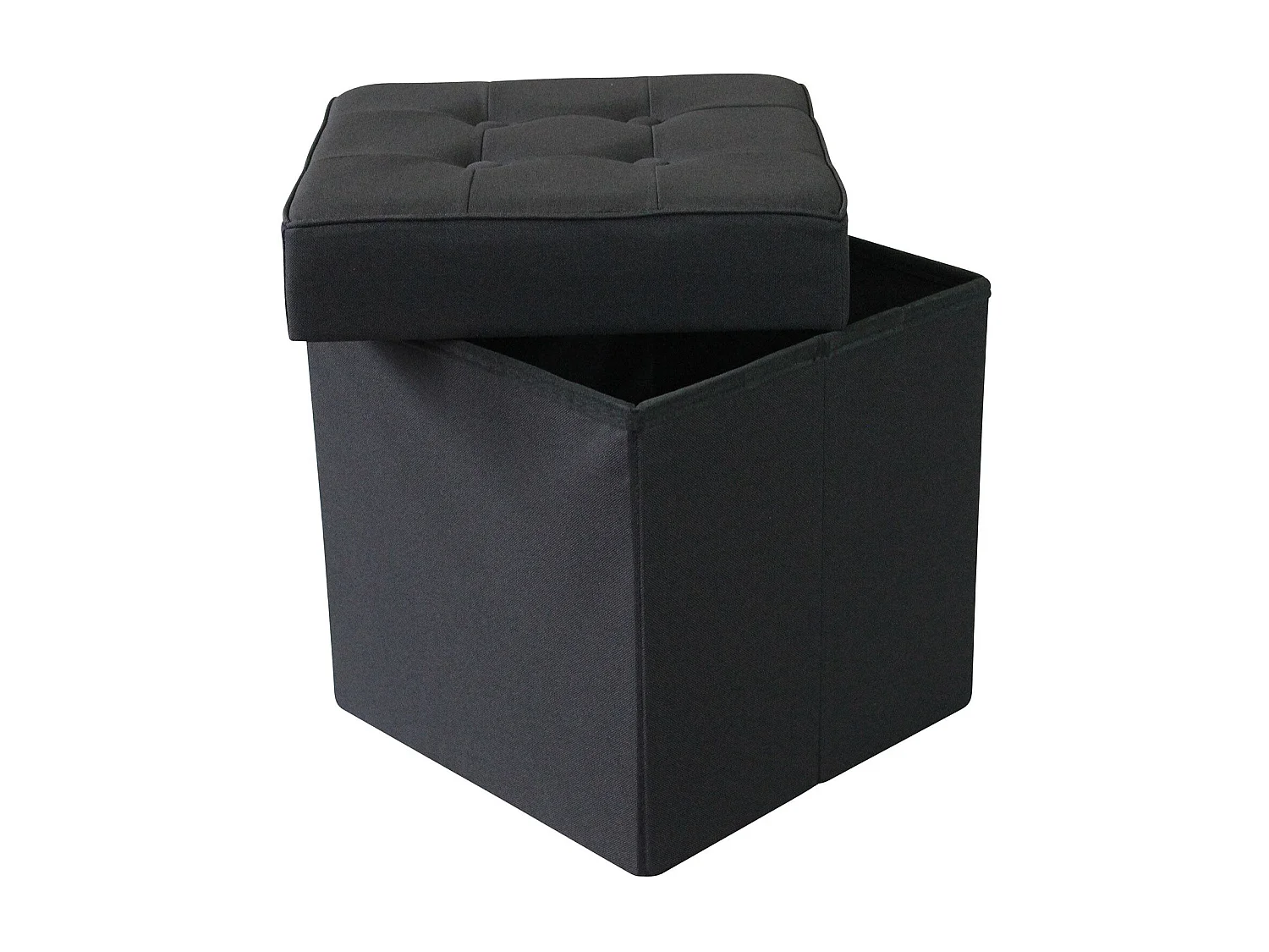 MilaniHome.it - pouf quadrato in stoffa di design moderno, cm 38 x 38 x 40 hdi coloreNero