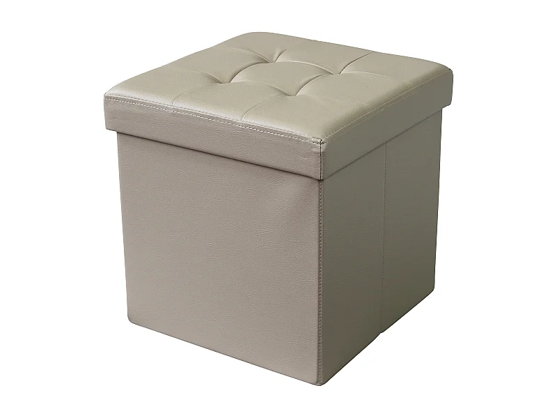 MilaniHome.it - pouf quadrato in ecopelle di design moderno, cm 38 x 38 x 38 hdi coloreBeige