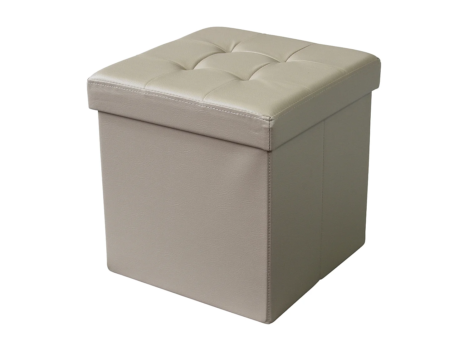 MilaniHome.it - pouf quadrato in ecopelle di design moderno, cm 38 x 38 x 38 hdi coloreBeige