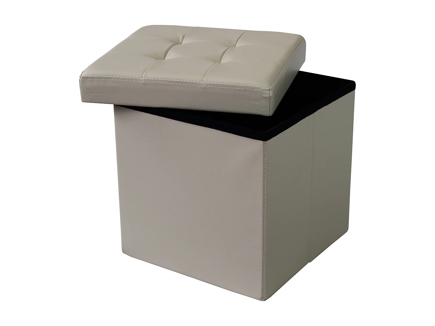 MilaniHome.it - pouf quadrato in ecopelle di design moderno, cm 38 x 38 x 38 hdi coloreBeige