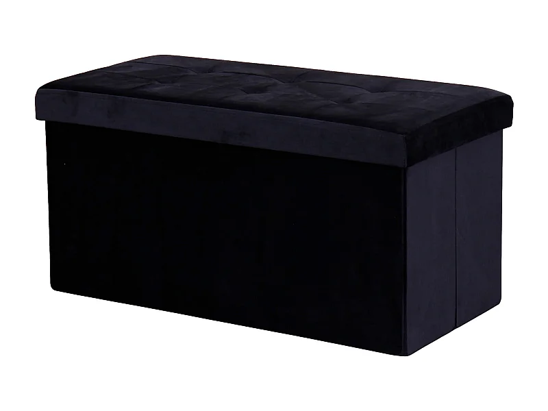 MilaniHome.it - pouf rettangolare in velluto di design moderno, cm 76 x 38 x 38 hdi coloreNero