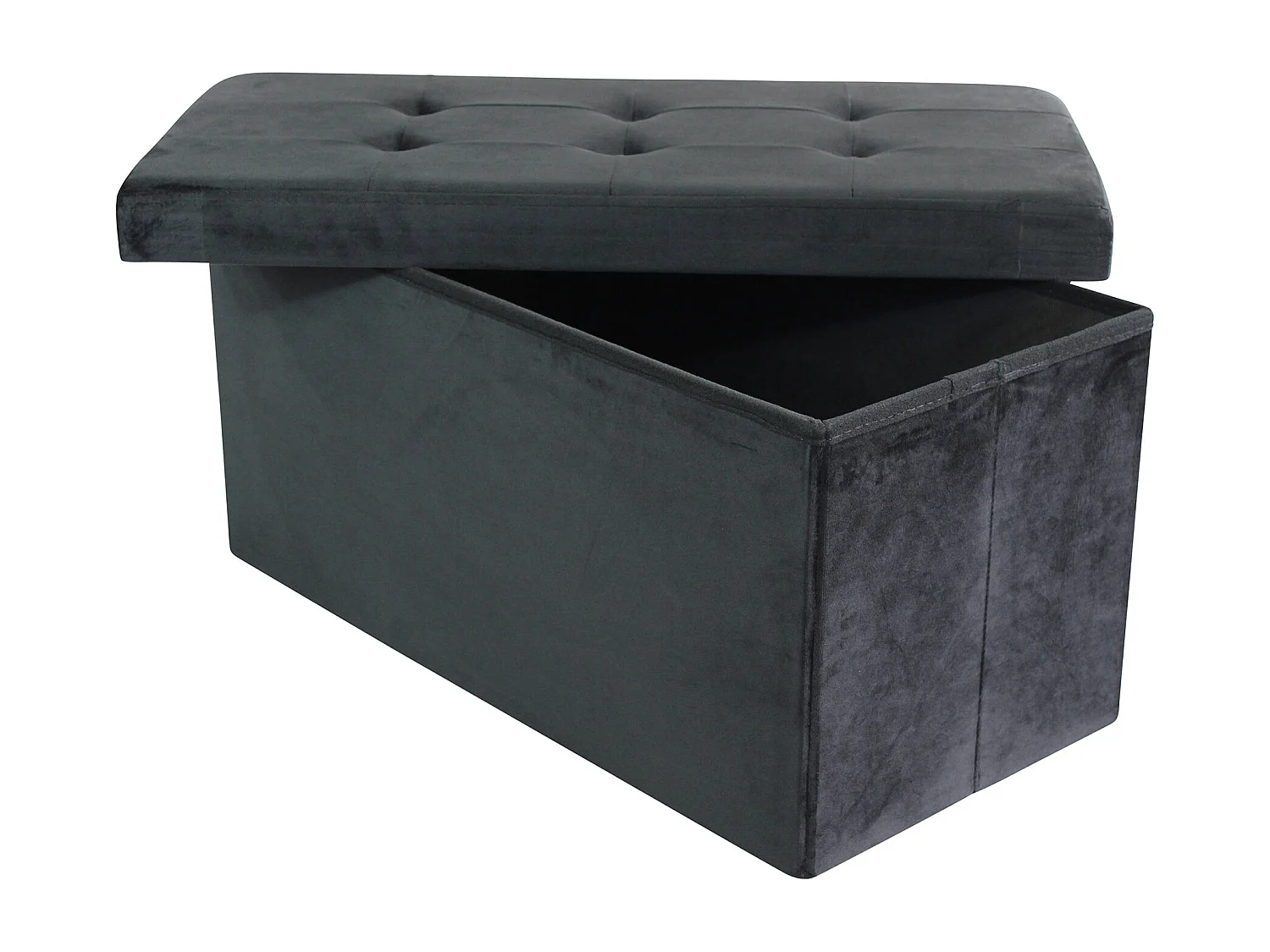 MilaniHome.it - pouf rettangolare in velluto di design moderno, cm 76 x 38 x 38 hdi coloreNero