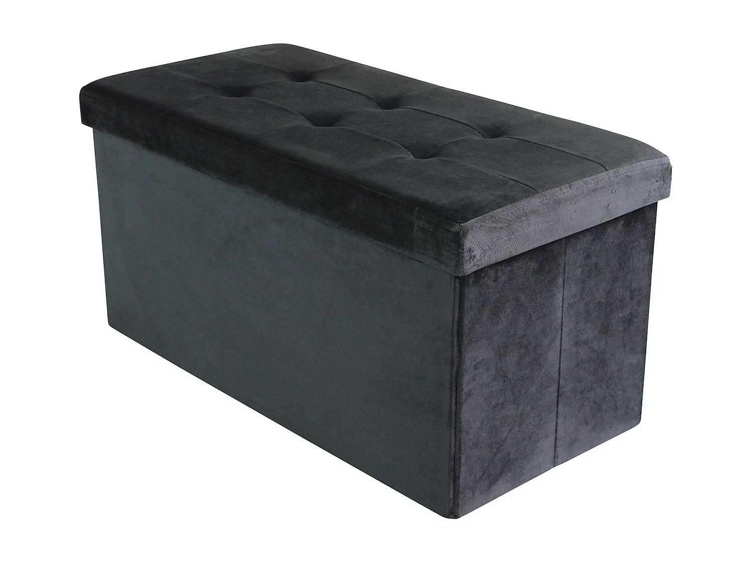 MilaniHome.it - pouf rettangolare in velluto di design moderno, cm 76 x 38 x 38 hdi coloreNero