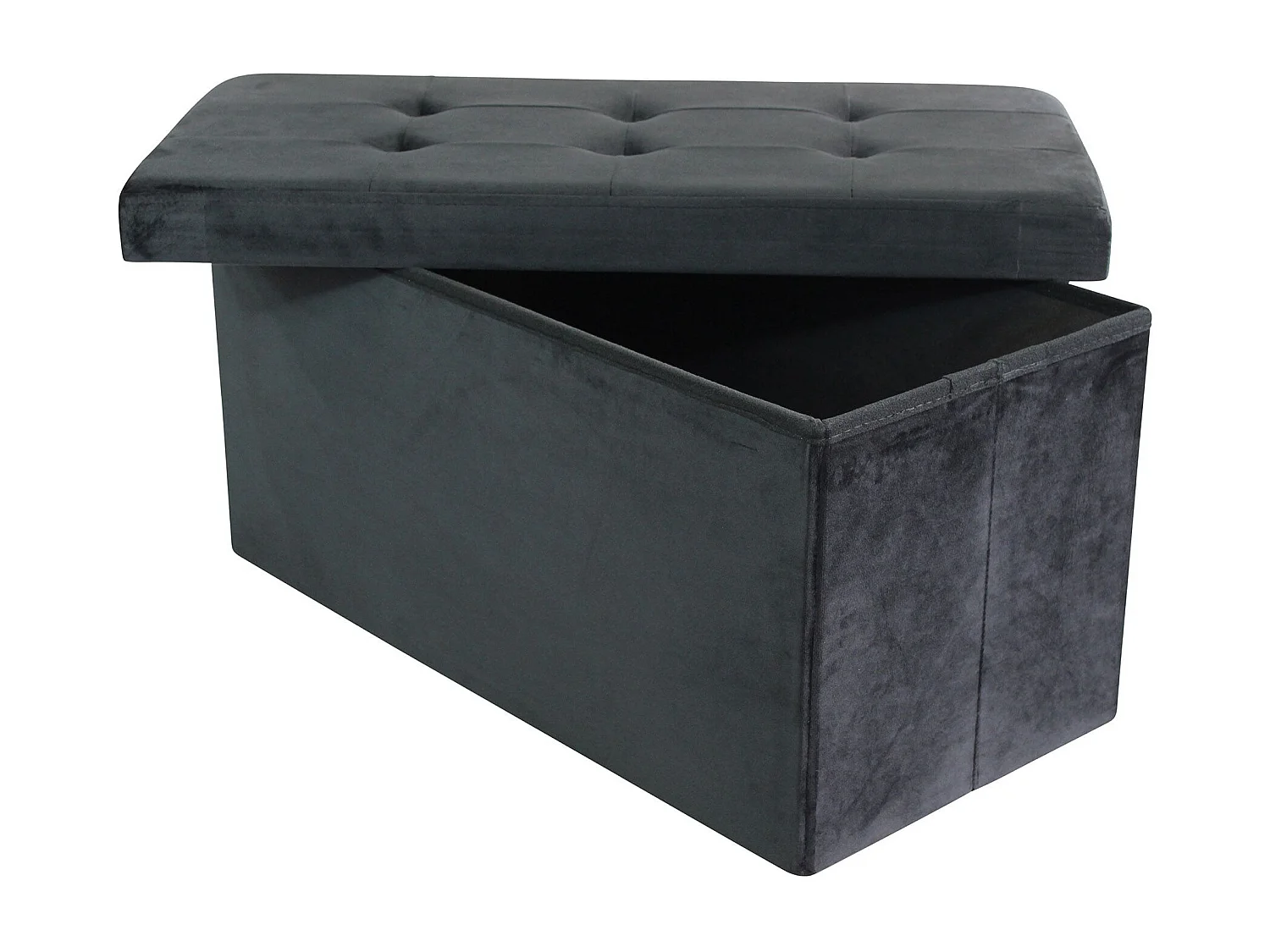 MilaniHome.it - pouf rettangolare in velluto di design moderno, cm 76 x 38 x 38 hdi coloreNero