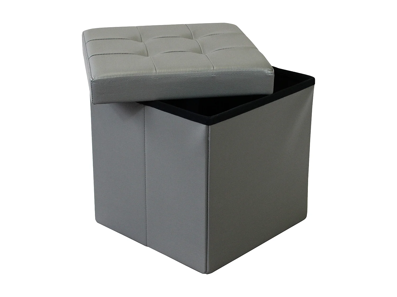 MilaniHome.it - pouf quadrato in ecopelle di design moderno, cm 38 x 38 x 38 hdi coloreGrigio