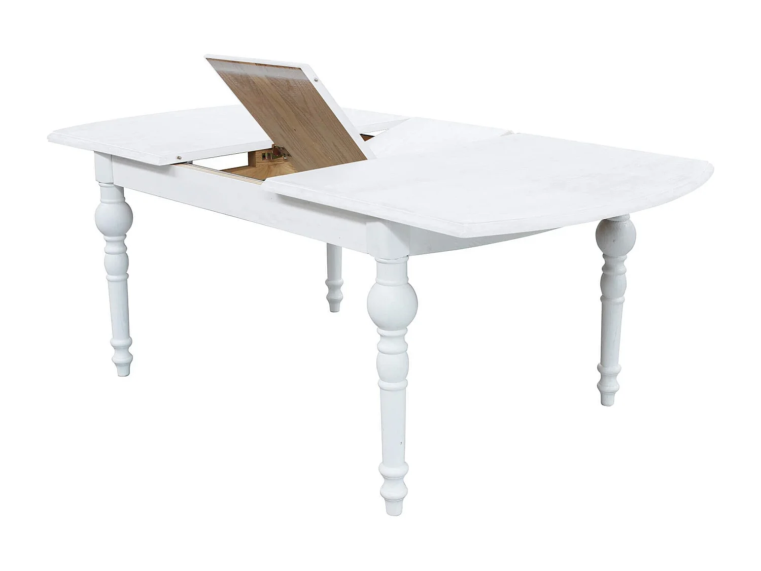Milani Home - tavolo da pranzo allungabile in legno massiccio, bianco, 150 x 100 cm
