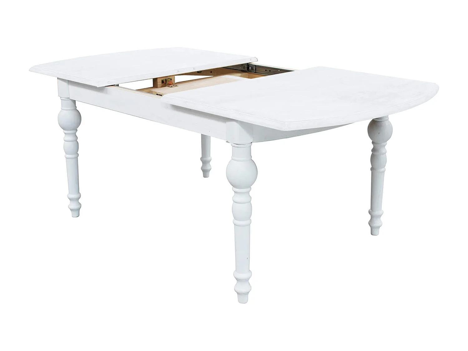 Milani Home - tavolo da pranzo allungabile in legno massiccio, bianco, 150 x 100 cm