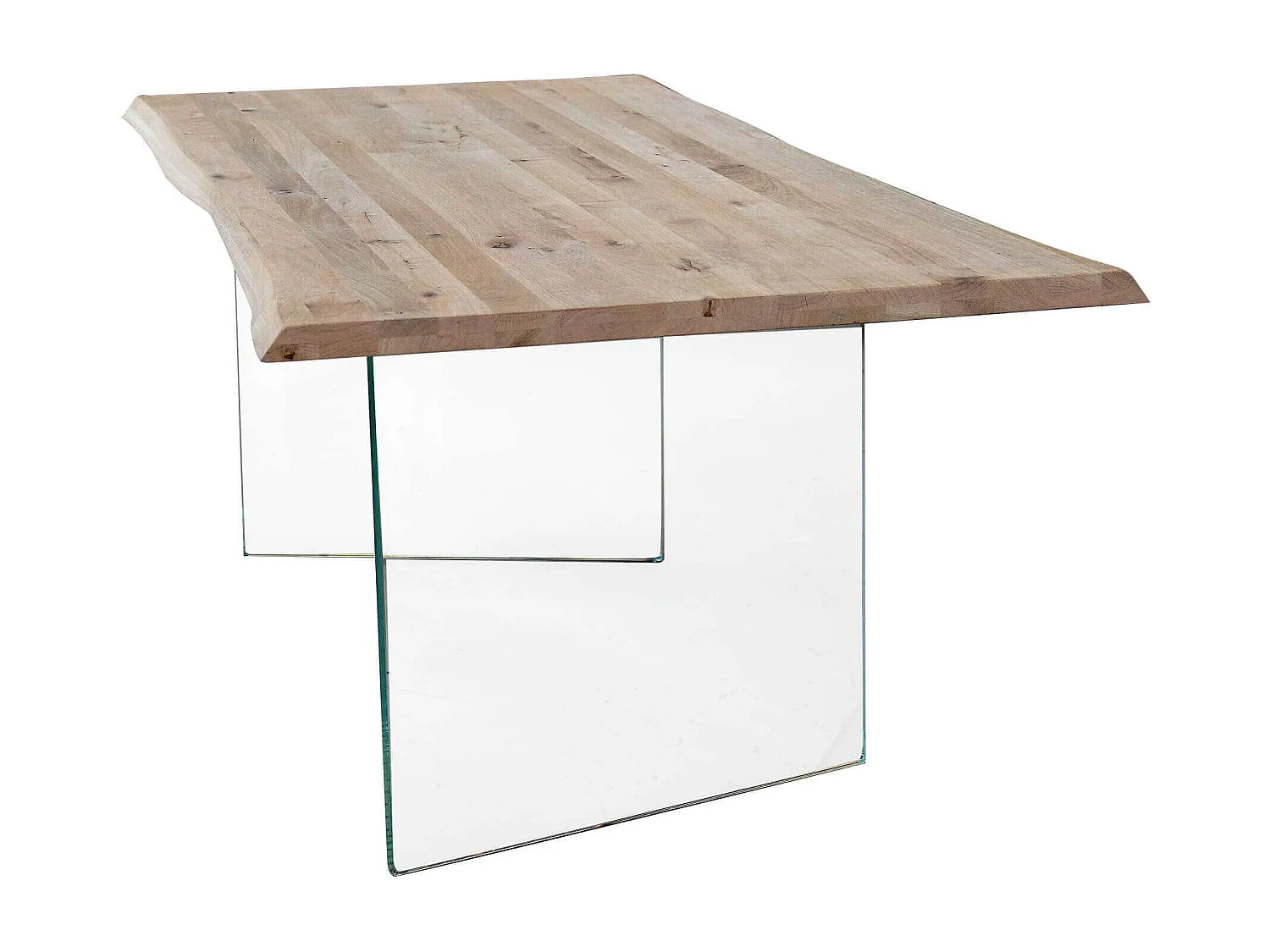 MilaniHome.it - Tavolo Da Pranzo Moderno Di Design Cm 160x90 Struttura In Vetro Piano Naturale Massello Per Sala Da Pranzo Cucina Ristorantedi coloreMarrone