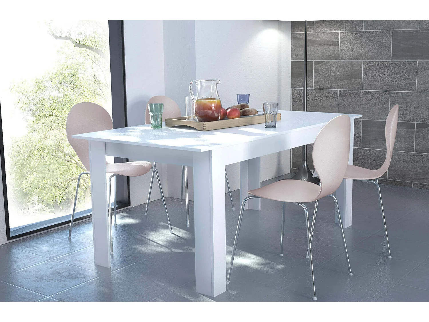 MilaniHome.it - tavolo da pranzo allungabile in legno di design per sala da pranzo 160/200x90x75 hdi coloreBianco