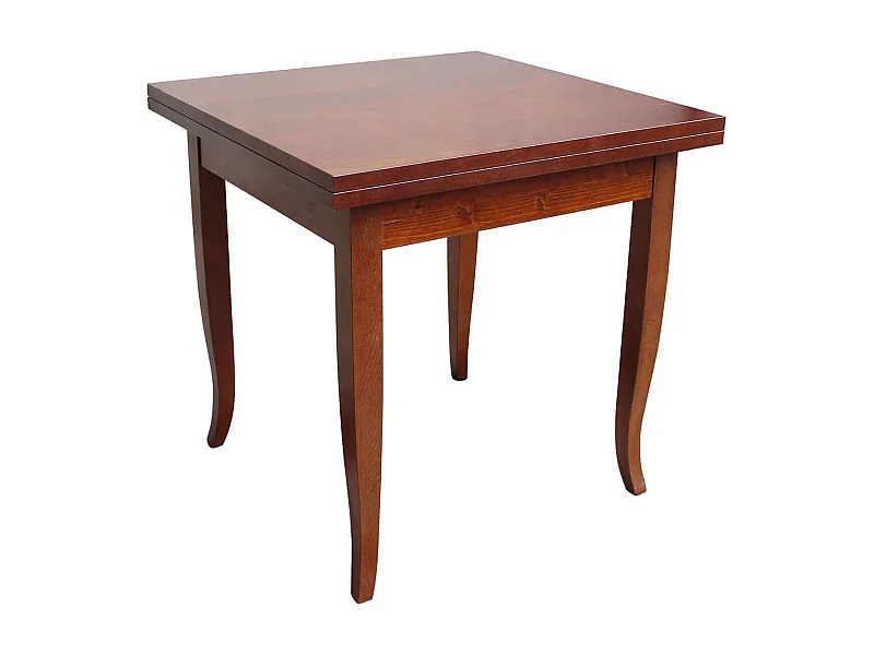 MilaniHome.it - Tavolo Da Pranzo Allungabile Apribile A Libro Noce Cm 80x80/160 Per Interno Sala Da Pranzo Cucina Arte Povera Massellodi coloreTinta noce