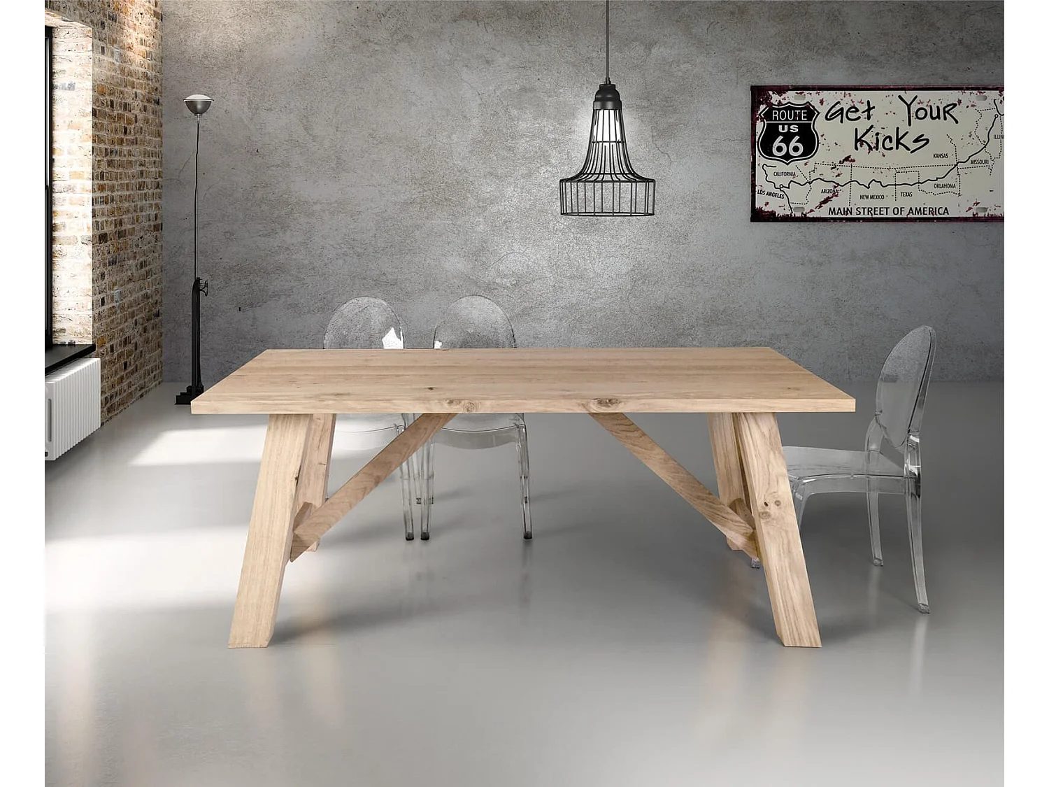 MilaniHome.it - Tavolo Da Pranzo Moderno Di Design 180x90 Rovere Naturale Impiallacciato Per Sala Da Pranzo Ristorantedi coloreMarrone