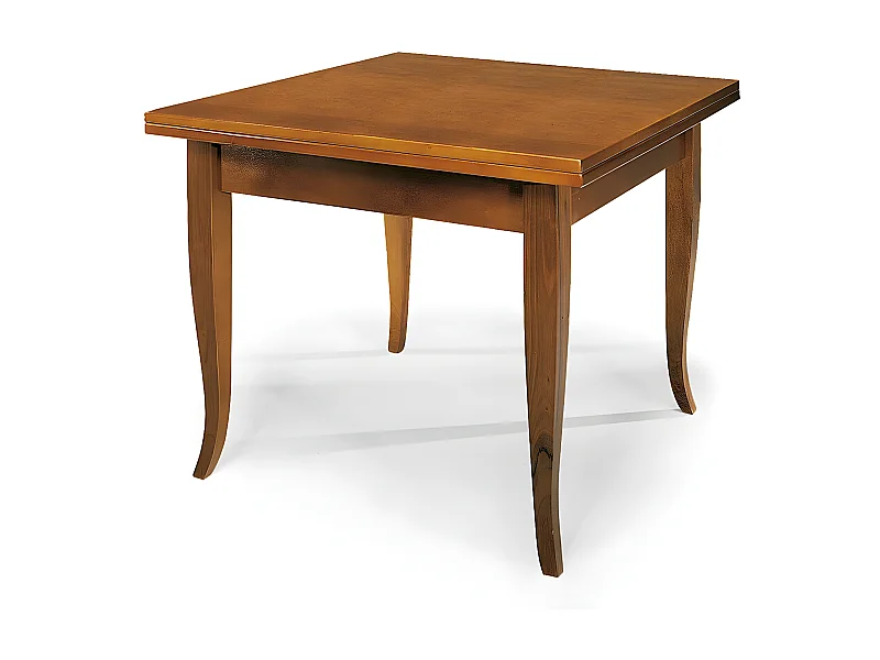 MilaniHome.it - Tavolo Da Pranzo Apribile A Libro Cm 100x100/200 Tinta Noce Per Interno Sala Da Pranzo Cucina Massello Arte Poveradi coloreTinta noce