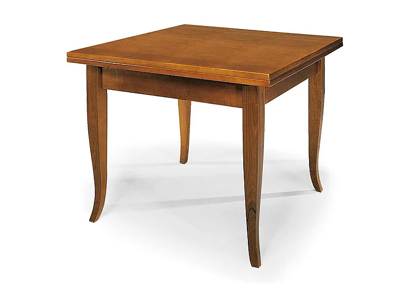 MilaniHome.it - Tavolo Da Pranzo Apribile A Libro Cm 100x100/200 Tinta Noce Per Interno Sala Da Pranzo Cucina Massello Arte Poveradi coloreTinta noce
