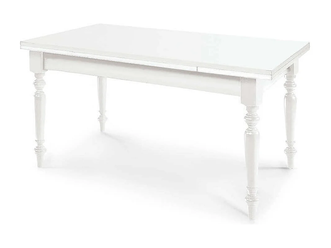 MilaniHome.it - Tavolo Da Pranzo Allungabile Gamba Tornita Bianco Cm 85x160/200/240 Per Interno Sala Da Pranzo Cucina Massello Arte Poveradi coloreBianco