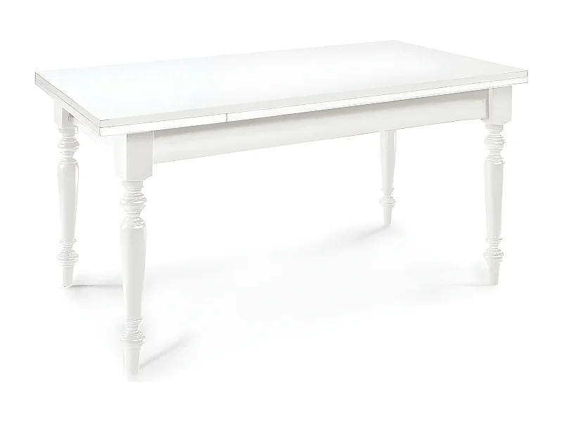 MilaniHome.it - Tavolo Da Pranzo Allungabile Gamba Tornita Bianco Cm 85x160/200/240 Per Interno Sala Da Pranzo Cucina Massello Arte Poveradi coloreBianco