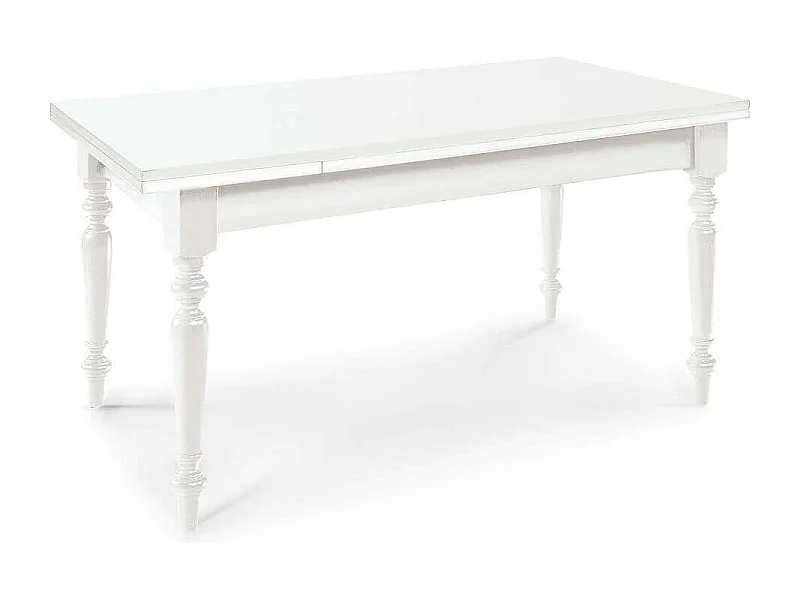MilaniHome.it - Tavolo Da Pranzo Allungabile Gamba Tornita Bianco Cm 85x160/200/240 Per Interno Sala Da Pranzo Cucina Massello Arte Poveradi coloreBianco