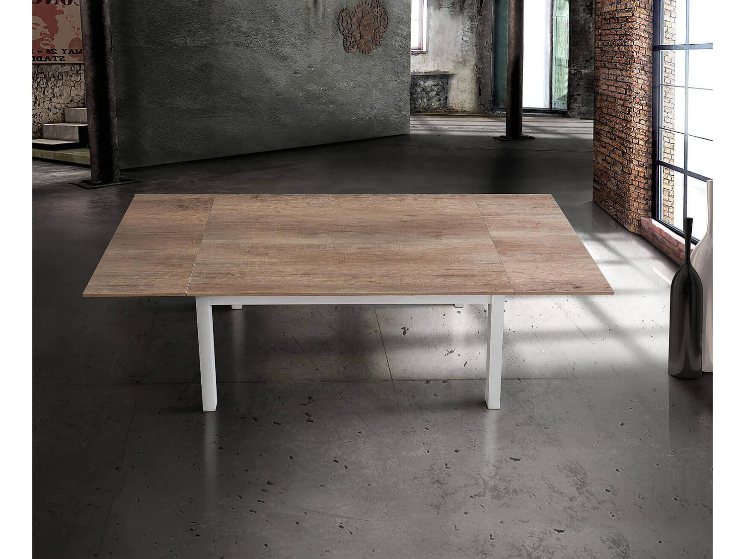 MilaniHome.it - Tavolo Da Pranzo Moderno Di Design Allungabile Cm 70x110/150/190 Struttura Bianca Piano Tortora Per Sala Da Pranzo Ristorantedi coloreTortora