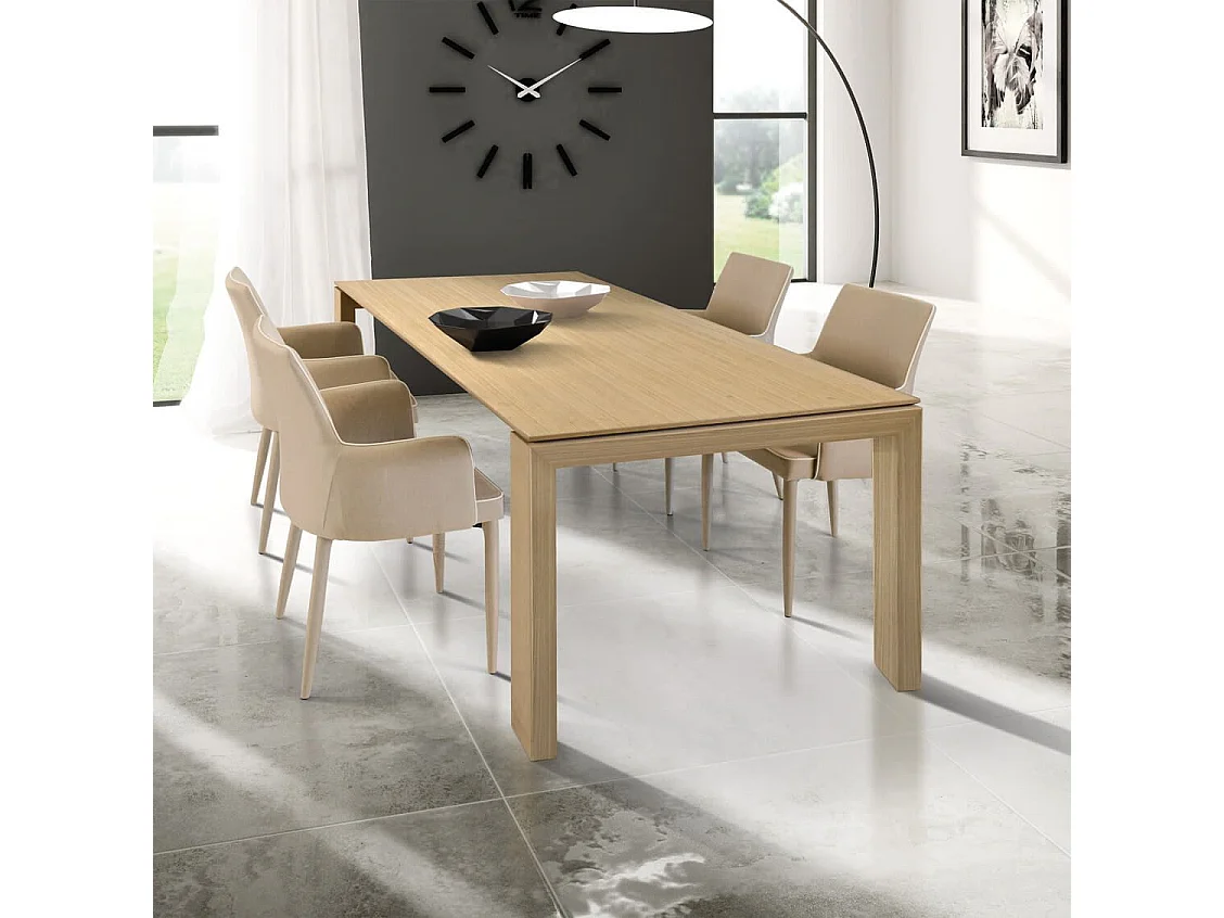 MilaniHome.it - Tavolo Da Pranzo Moderno Di Design Allungabile Cm 90x160/200/240 Legno Naturale Per Arredo Casa Sala Da Pranzodi coloreMarrone