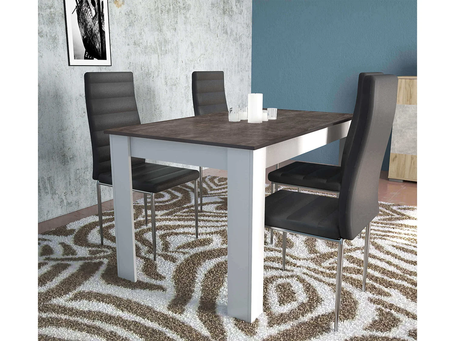MilaniHome.it - tavolo da pranzo in legno di design per sala da pranzo 140x80x75 hdi coloreGrigio scuro