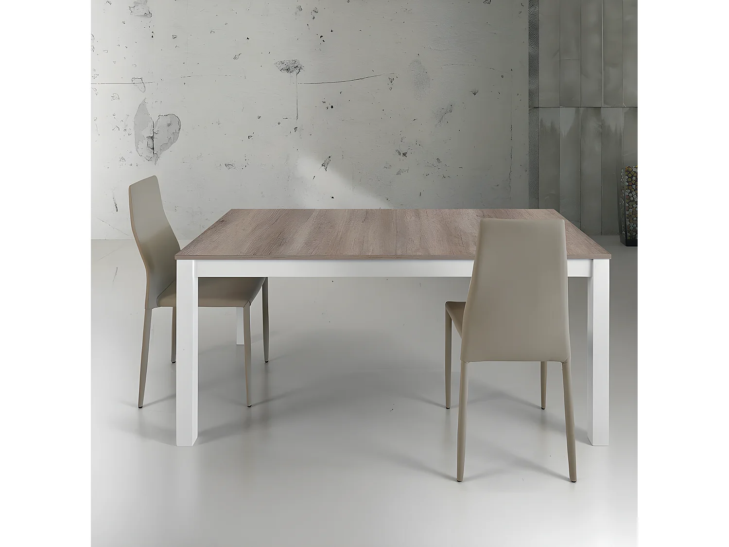 MilaniHome.it - Tavolo Da Pranzo Moderno Di Design Allungabile Cm 90x160/203/246 Struttura Bianca Piano Tortora Per Arredo Casa Sala Da Pranzodi coloreMarrone