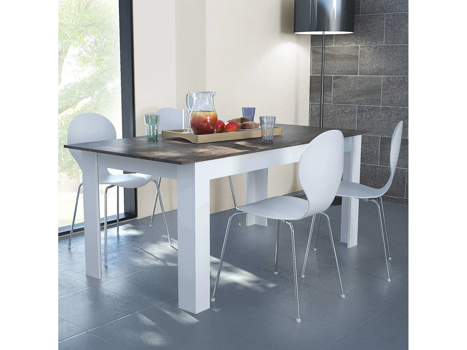 MilaniHome.it - tavolo da pranzo allungabile in legno di design per sala da pranzo 140/180x80x75 hdi coloreCemento Scuro