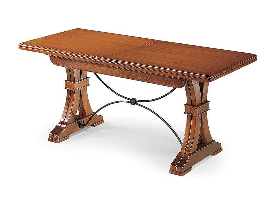 MilaniHome.it - Tavolo Da Pranzo Allungabile In Legno Massello 85x180/225/270/315/360 Con Decoro In Ferrodi coloreTinta noce