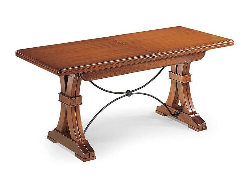 MilaniHome.it - Tavolo Da Pranzo Allungabile In Legno Massello 85x180/225/270/315/360 Con Decoro In Ferrodi coloreTinta noce