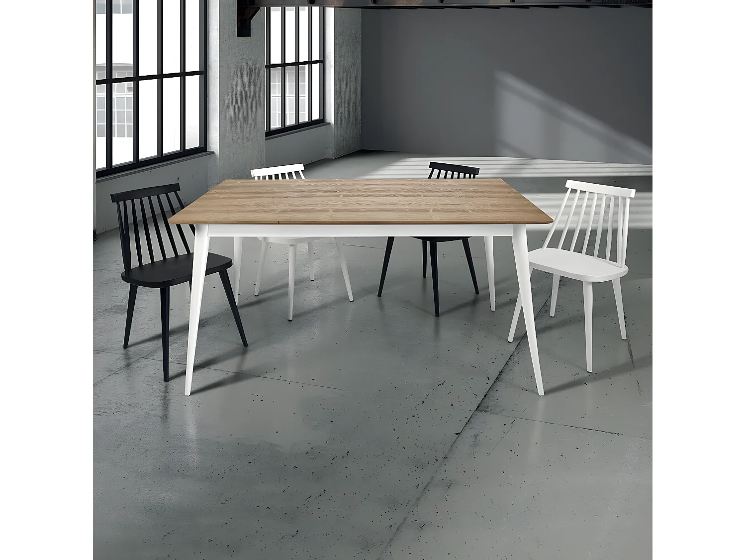 MilaniHome.it - Tavolo Da Pranzo Moderno Di Design Allungabile Cm 85x160/210 Struttura Bianca Piano In Abete Spazzolato Per Sala Da Pranzodi coloreMarrone