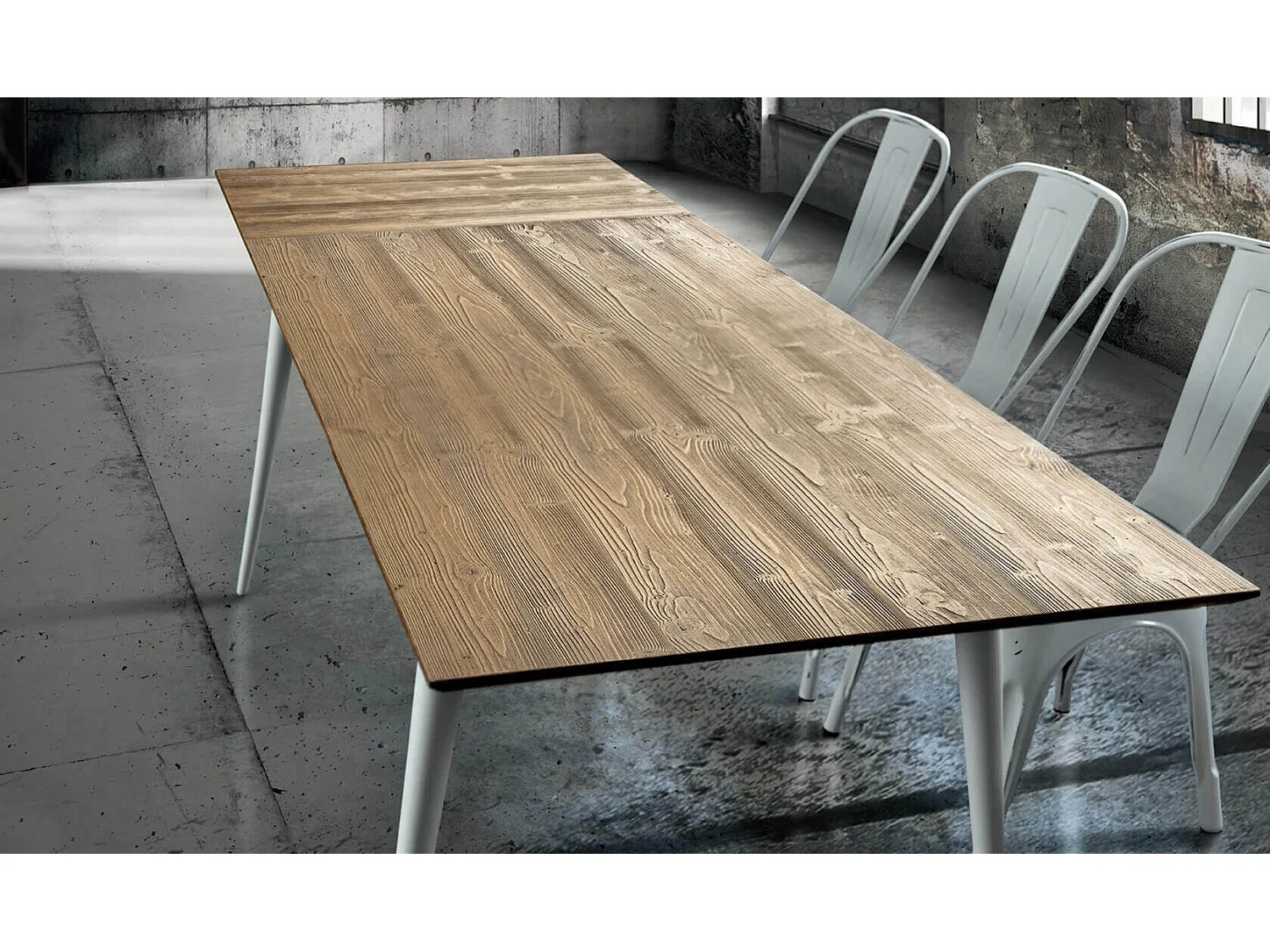 MilaniHome.it - Tavolo Da Pranzo Moderno Di Design Allungabile Cm 85x160/210 Struttura Bianca Piano In Abete Spazzolato Per Sala Da Pranzodi coloreMarrone