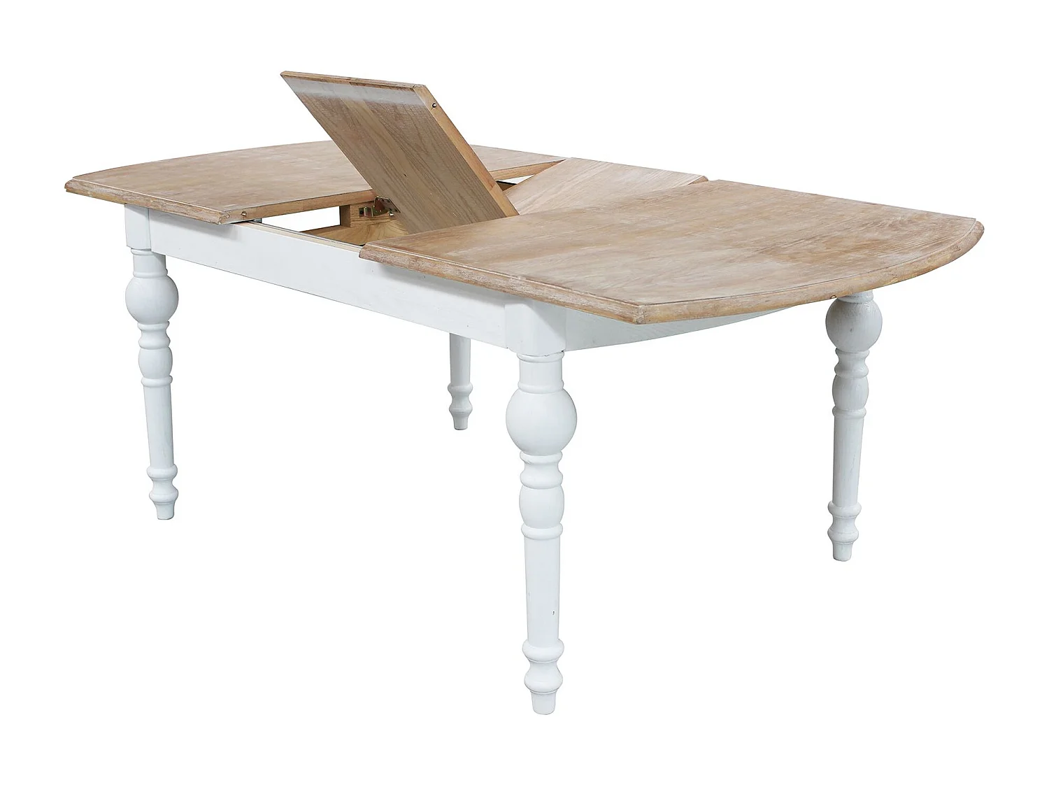 Milani Home - tavolo da pranzo allungabile in legno, legno naturale, 150/190 x 100 cm, stile vintage