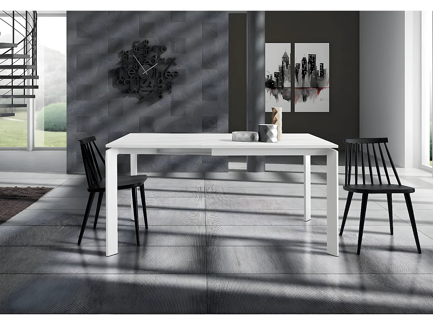 MilaniHome.it - Tavolo Da Pranzo Moderno Di Design Allungabile Cm 90x90/150 Bianco Per Interno Casa Cucina Sala Da Pranzo Ristorantedi coloreBianco
