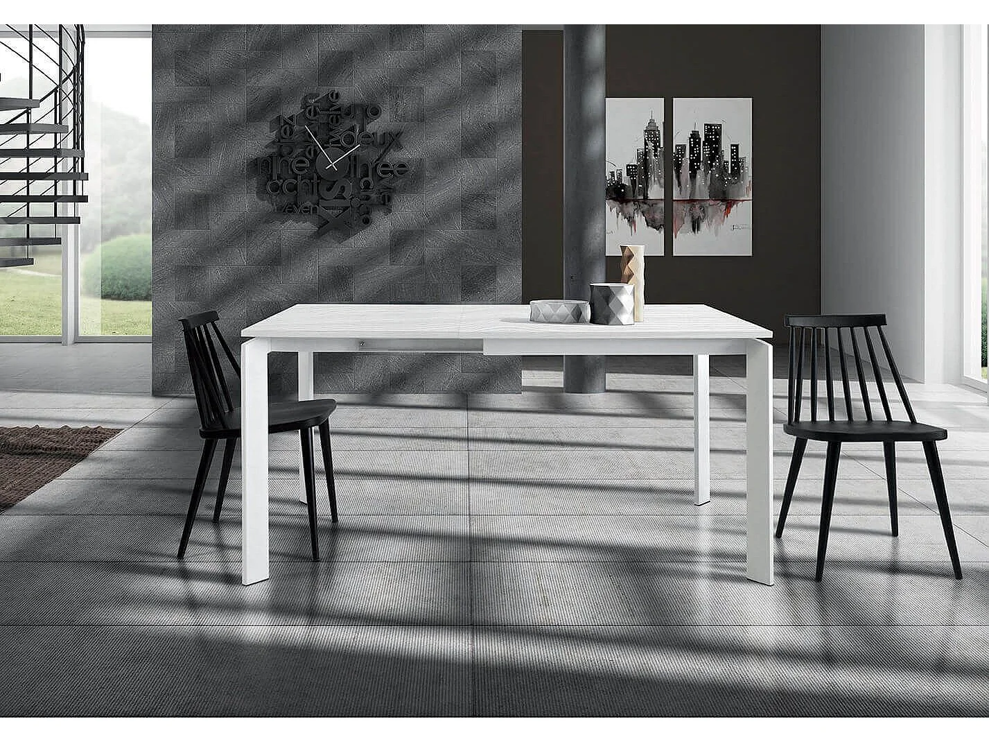 MilaniHome.it - Tavolo Da Pranzo Moderno Di Design Allungabile Cm 90x90/150 Bianco Per Interno Casa Cucina Sala Da Pranzo Ristorantedi coloreBianco