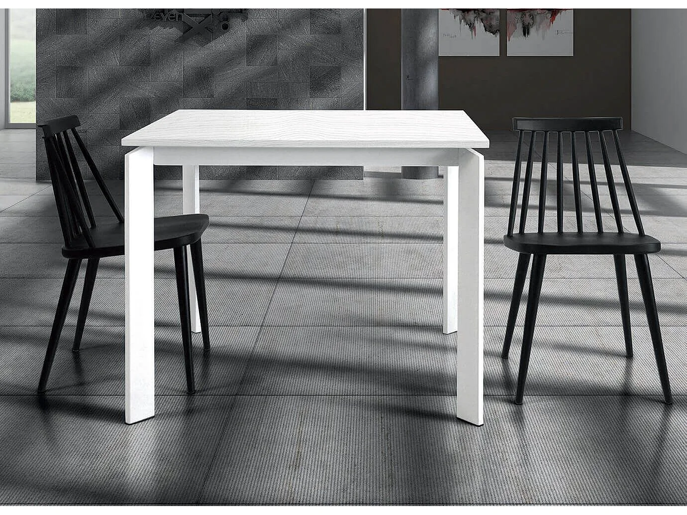 MilaniHome.it - Tavolo Da Pranzo Moderno Di Design Allungabile Cm 90x90/150 Bianco Per Interno Casa Cucina Sala Da Pranzo Ristorantedi coloreBianco