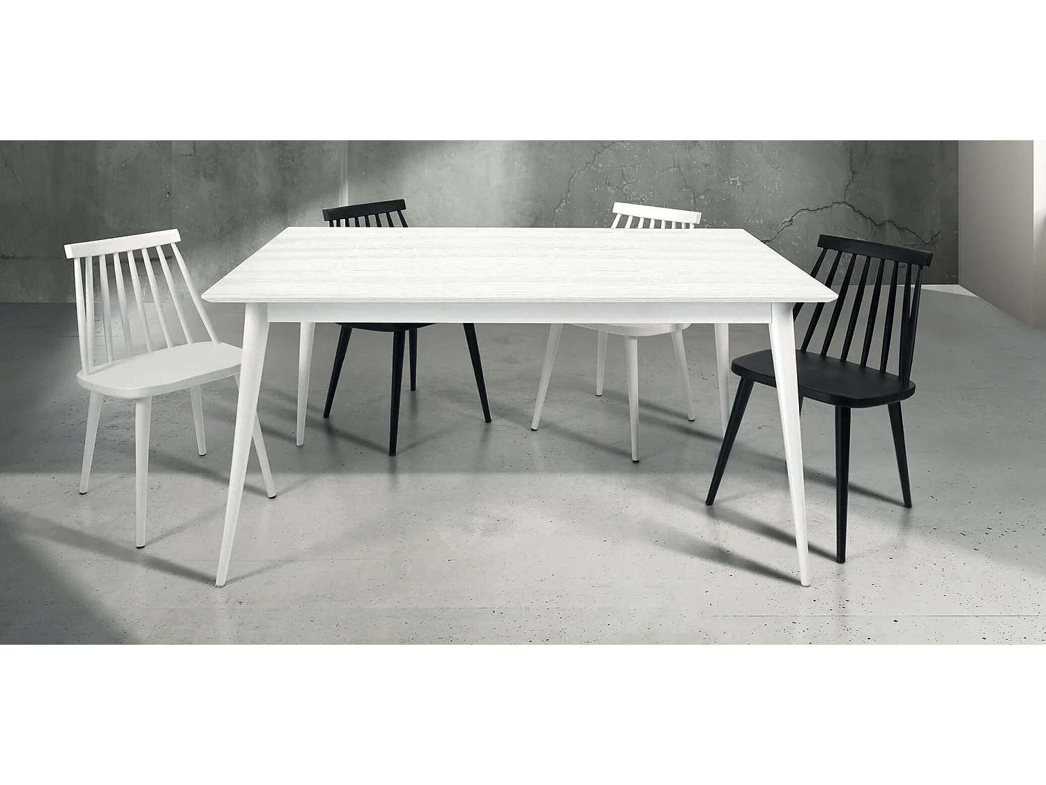 MilaniHome.it - Tavolo Da Pranzo Moderno Di Design Allungabile Cm 85x160/210 In Abete Spazzolato Bianco Per Sala Da Pranzo Cucina Ristorantedi coloreBianco
