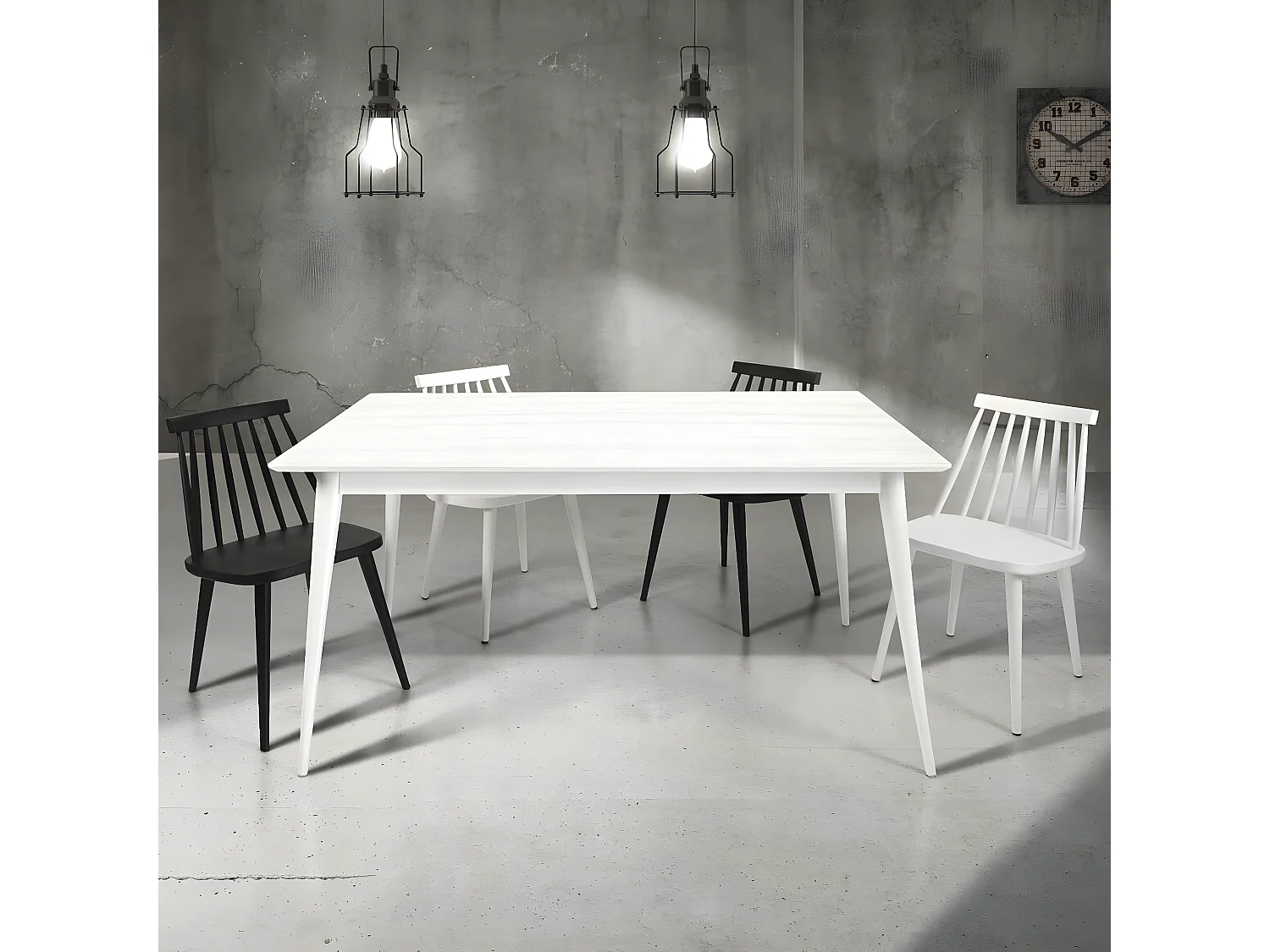 MilaniHome.it - Tavolo Da Pranzo Moderno Di Design Allungabile Cm 85x160/210 In Abete Spazzolato Bianco Per Sala Da Pranzo Cucina Ristorantedi coloreBianco