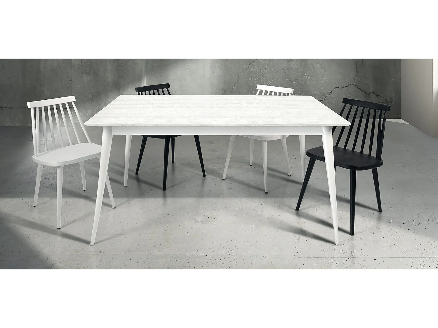 MilaniHome.it - Tavolo Da Pranzo Moderno Di Design Allungabile Cm 85x140/190 In Abete Spazzolato Bianco Per Sala Da Pranzo Cucina Ristorantedi coloreBianco