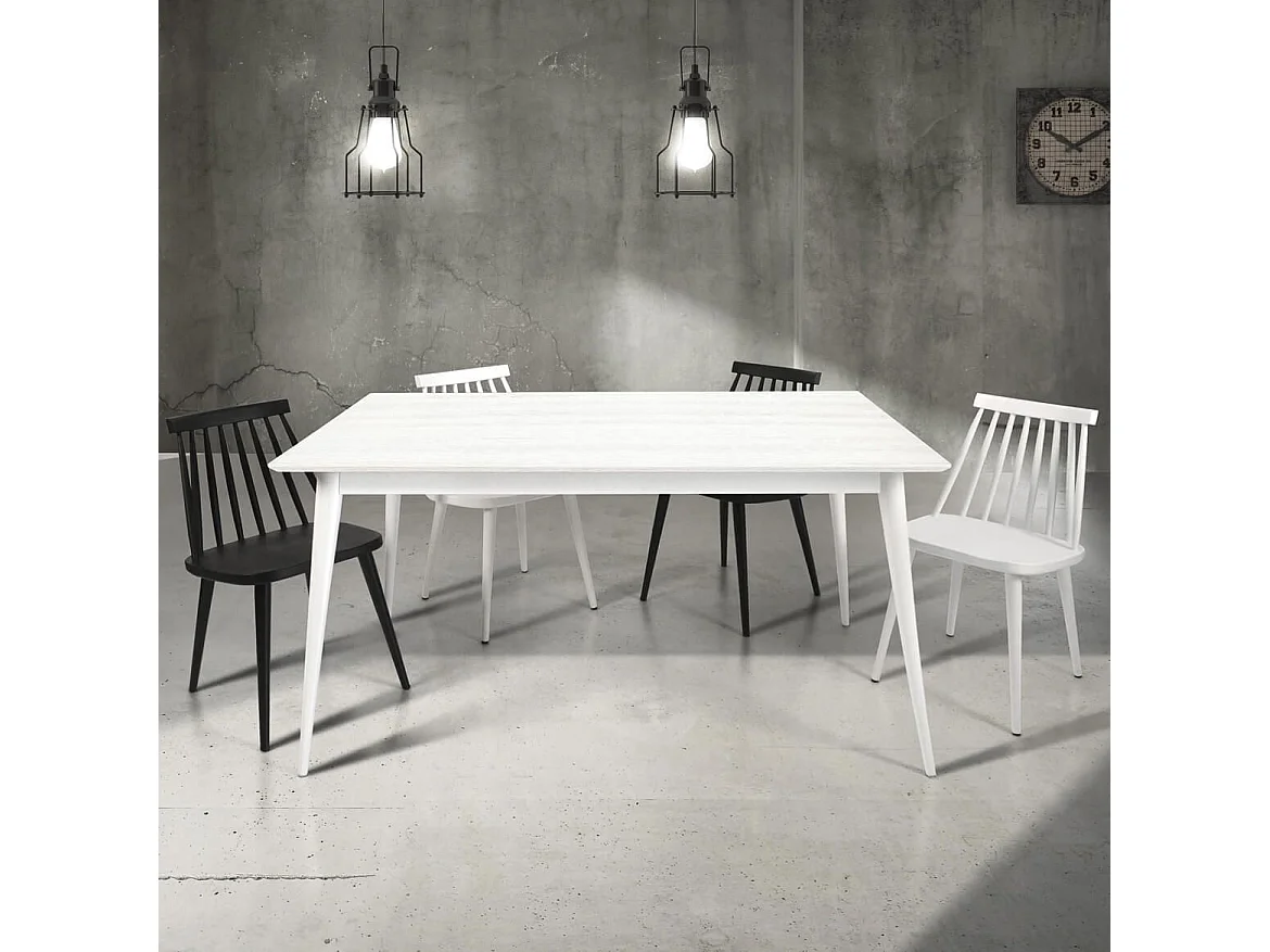 MilaniHome.it - Tavolo Da Pranzo Moderno Di Design Allungabile Cm 85x140/190 In Abete Spazzolato Bianco Per Sala Da Pranzo Cucina Ristorantedi coloreBianco