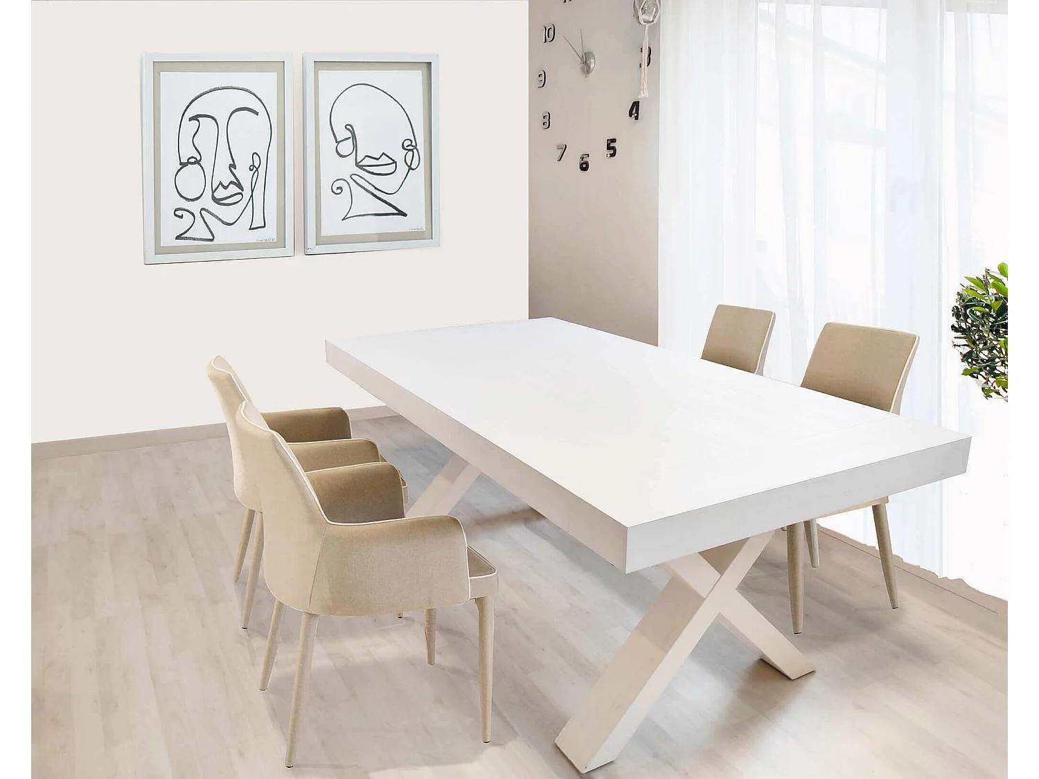 MilaniHome.it - Tavolo Da Pranzo Moderno Di Design Allungabile In Legno Bianco Consumato Cm 100x180/230/280 Per Interno Sala Da Pranzodi coloreBianco